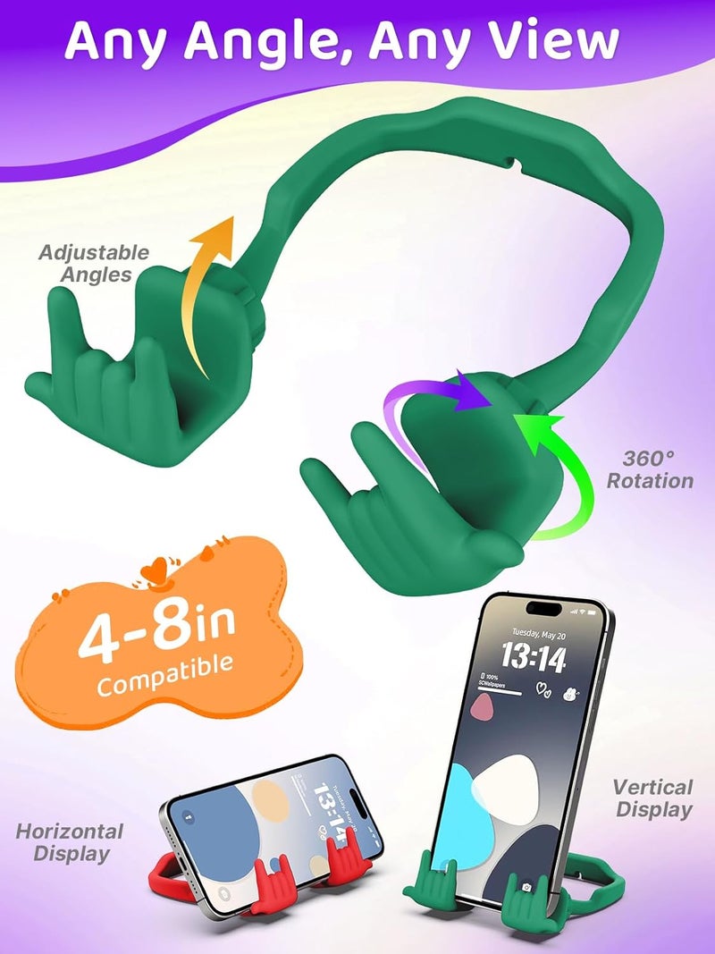 CALDEVER Stocking Stuffers for Teen Boys Girls Gifts Cell Phone Stand Upgrade Adjustable Rock on Lazy Phone Stand for Desk Cool Funny Gadget Gifts for Christmas Adult Men Women Wife 2Pack Forest Green Red - Image 2